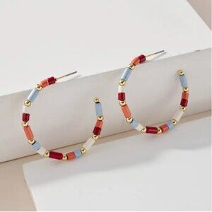 Colorful Enamel Coating C Hoop Earrings